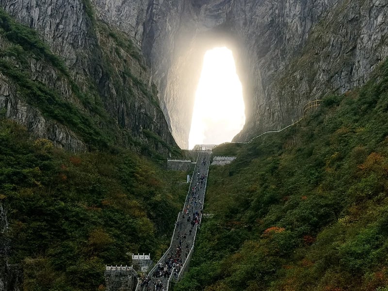 The iconic sandstone pillars of Zhangjiajie, inspiration for the Avatar floating mountains.
