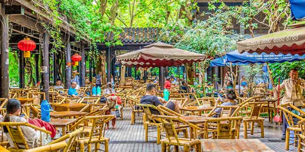 Local teahouse scene at Chengdu People’s Park, experiencing Chengdu slow life and Sichuan tea culture